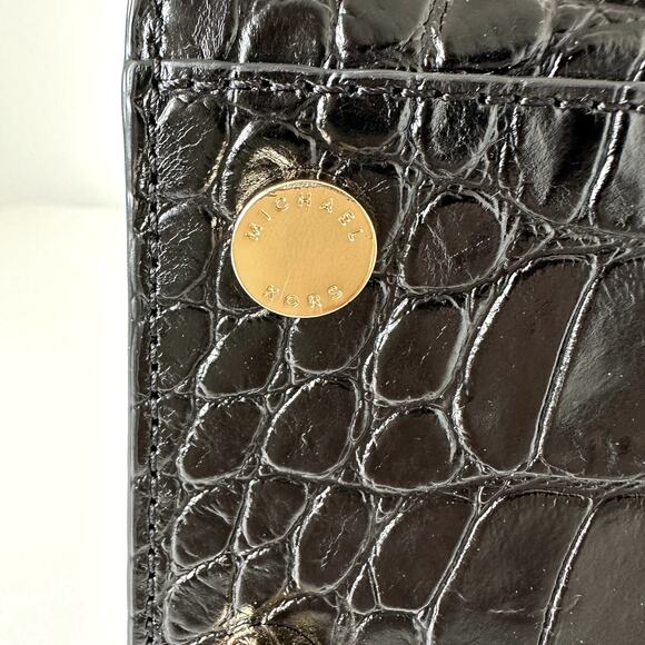 Michael Kors Black Croc Embossed Leather Dillon Tote Crossbody Shoulder Bag - Picture 12 of 15